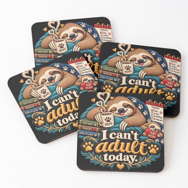 Item preview, Funny Sloth I Can’t Adult Today Embroidered Nap Mode Design designed and sold by Emoji Emblems.