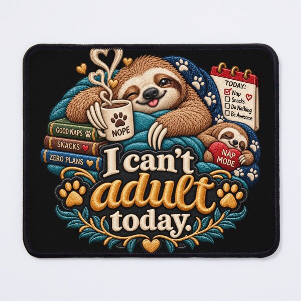 Item preview, Funny Sloth I Can’t Adult Today Embroidered Nap Mode Design designed and sold by Emoji Emblems.