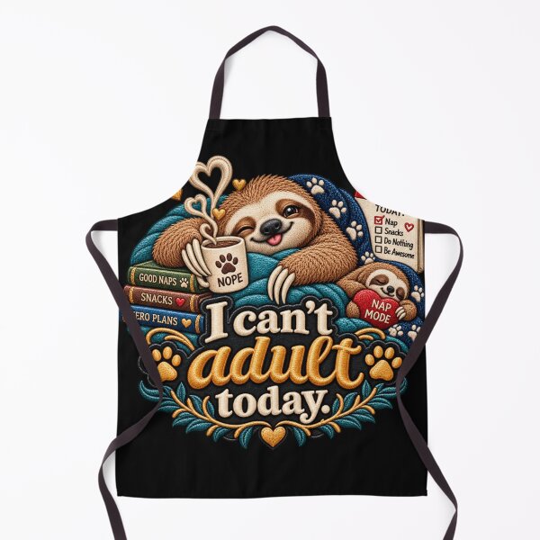 Item preview, Funny Sloth I Can’t Adult Today Embroidered Nap Mode Design designed and sold by Emoji Emblems.