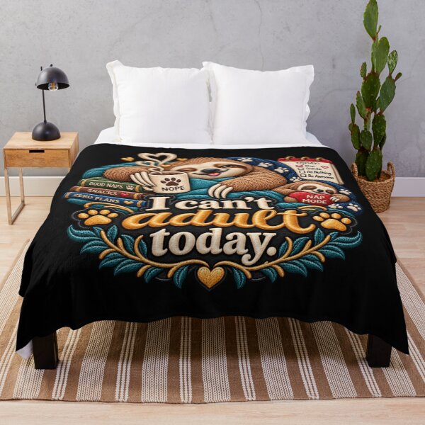 Item preview, Funny Sloth I Can’t Adult Today Embroidered Nap Mode Design designed and sold by Emoji Emblems.