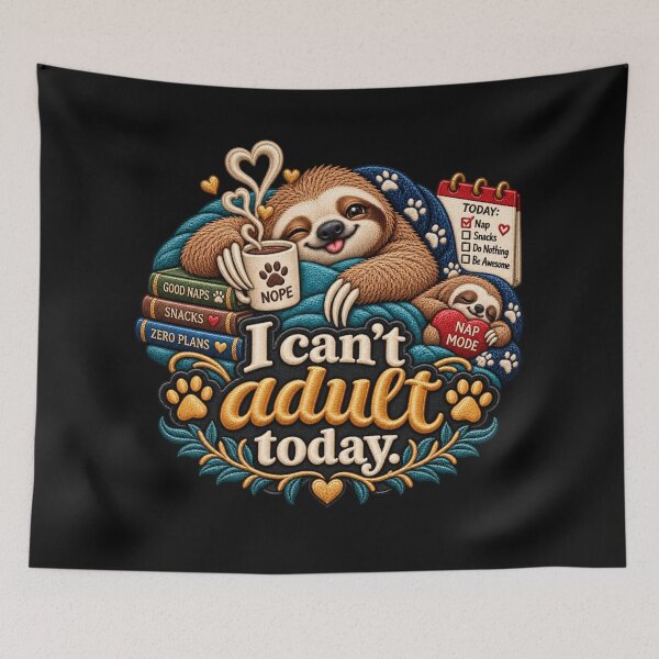 Item preview, Funny Sloth I Can’t Adult Today Embroidered Nap Mode Design designed and sold by Emoji Emblems.