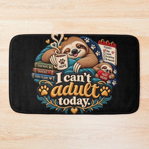 Item preview, Funny Sloth I Can’t Adult Today Embroidered Nap Mode Design designed and sold by Emoji Emblems.