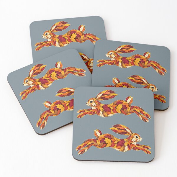 Item preview, Running Autumn Leaf Rabbits in Fall Foliage designed and sold by  MAD's Recreation Studio.