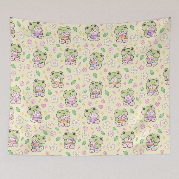 Item preview, Kawaii Frog Flower Cupcake Pattern designed and sold by Soft Berry Studio.