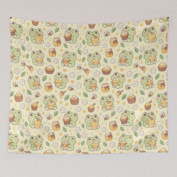 Item preview, Kawaii Frog Honey Cupcake Pattern designed and sold by Soft Berry Studio.