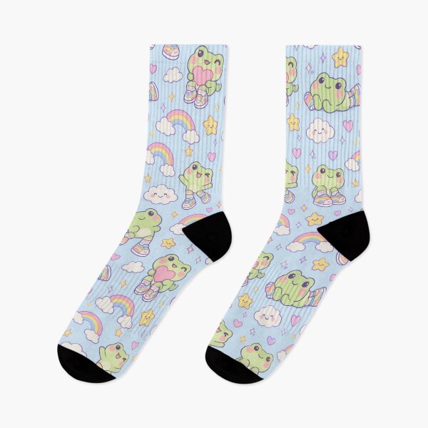 Item preview, Kawaii Frog Rainbow Shoes Pattern designed and sold by Soft Berry Studio.