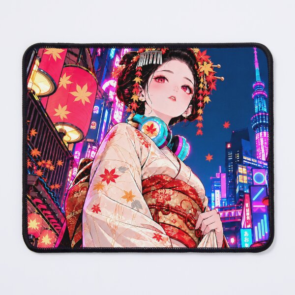Item preview, Neon Kimono Girl – Autumn City Nights designed and sold by Neo Edo Studio.