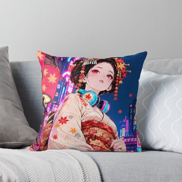 Item preview, Neon Kimono Girl – Autumn City Nights designed and sold by Neo Edo Studio.
