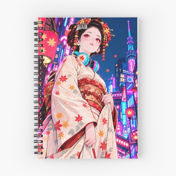 Item preview, Neon Kimono Girl – Autumn City Nights designed and sold by Neo Edo Studio.