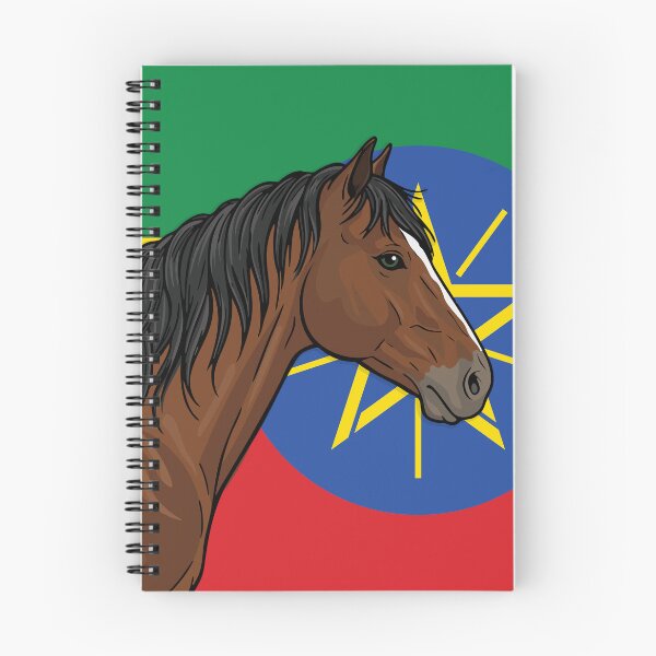 Item preview, The head of the Abyssinian horse in front of the Ethiopian flag designed and sold by Cheval-de-coeur.