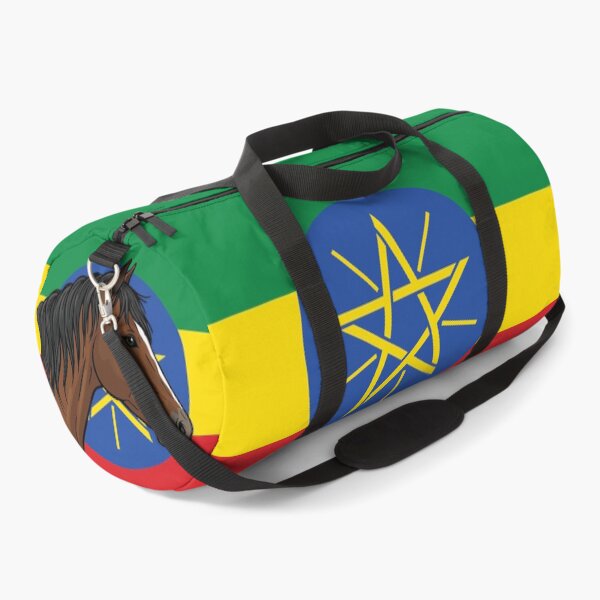 Item preview, The head of the Abyssinian horse in front of the Ethiopian flag designed and sold by Cheval-de-coeur.