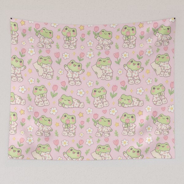 Item preview, Kawaii Frog Flower Pajama Pattern designed and sold by Soft Berry Studio.