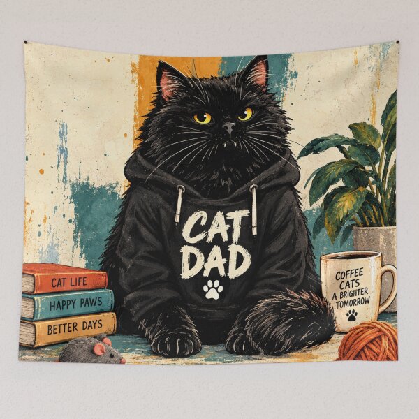 Item preview, Cat Dad Black Cat Coffee Lover | Funny Cat Father Gift designed and sold by AbstractAuraArt.