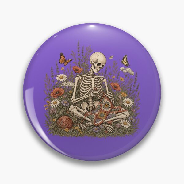 Item preview, Goth Crocheter Skeleton Wildflower Art designed and sold by POD DYNASTY | Original Print On Demand T-Shirt Graphics.
