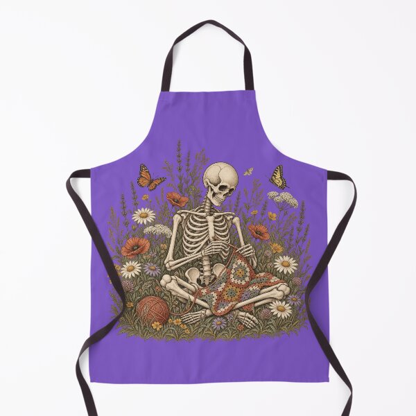 Item preview, Goth Crocheter Skeleton Wildflower Art designed and sold by POD DYNASTY | Original Print On Demand T-Shirt Graphics.