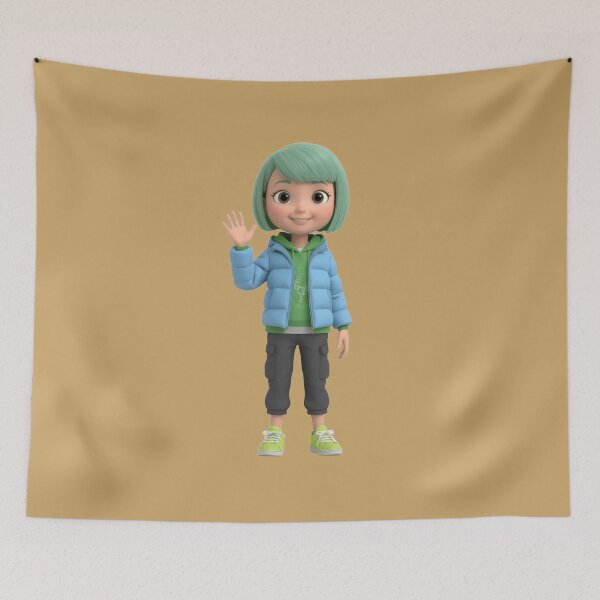 Item preview, Cute 3D Anime Girl Waving Hello designed and sold by chicworld2026.