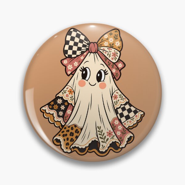 Item preview, Boho Ghost Vintage Patchwork Halloween Coquette Bow Botanical Patterns designed and sold by Itaya Art.