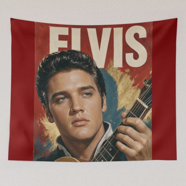 Item preview, Elvis Presley The King Vintage Oil Painting Style Poster designed and sold by ElvisVintagePosters.