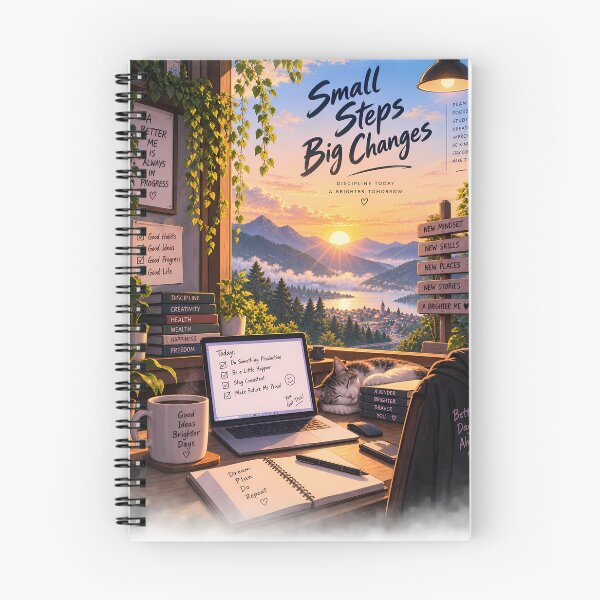 Item preview, Small Steps Big Changes Cozy Study Motivation designed and sold by GenZStickerHub1.