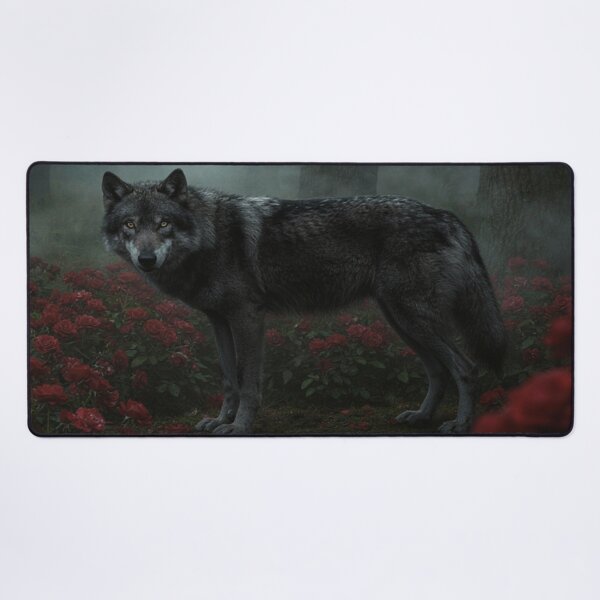 Item preview, Black Wolf with Crimson Roses designed and sold by JanjjaSoulInk.