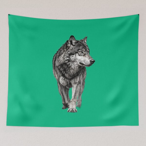 Item preview, Majestic Walking Lone Wolf - Black and White Realistic Animal Art designed and sold by Scro-Ciob-Shop.
