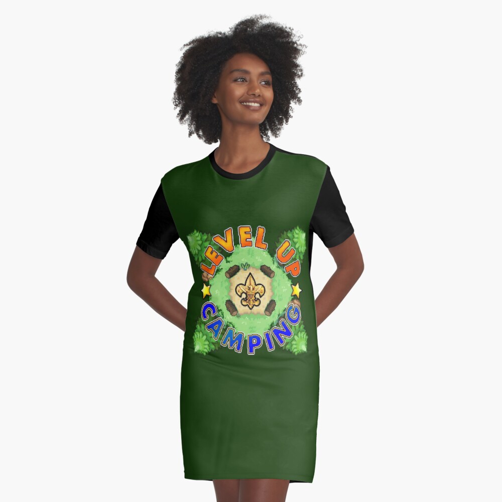 Level Up Camping Graphic T-Shirt Dress