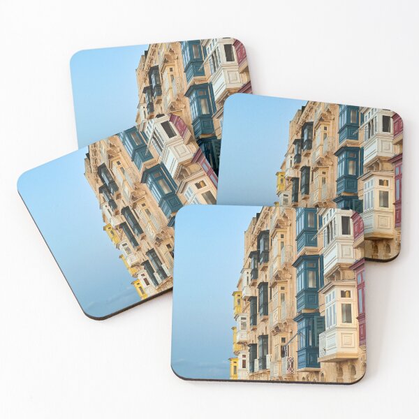 Item preview, Traditional Colorful Wooden Enclosed Balconies on Limestone Buildings in Valletta Malta designed and sold by goceris.