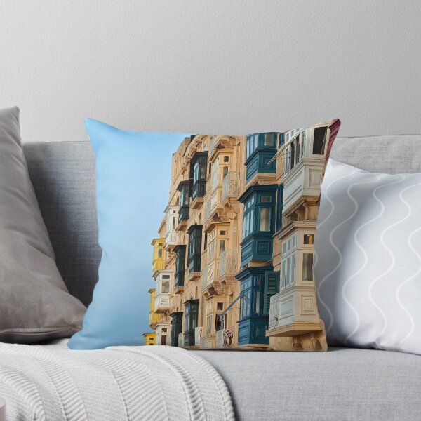 Item preview, Traditional Colorful Wooden Enclosed Balconies on Limestone Buildings in Valletta Malta designed and sold by goceris.