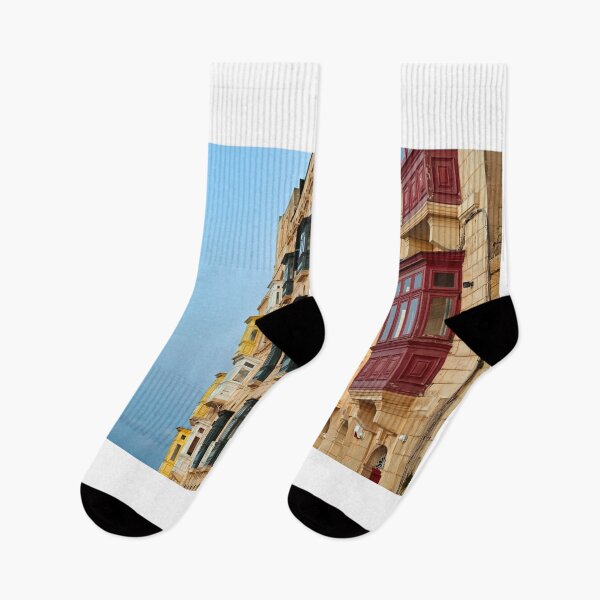 Item preview, Traditional Colorful Wooden Enclosed Balconies on Limestone Buildings in Valletta Malta designed and sold by goceris.