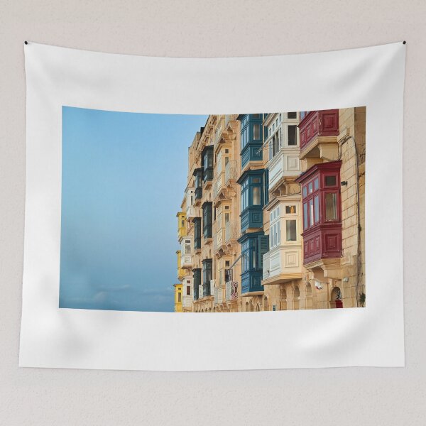 Item preview, Traditional Colorful Wooden Enclosed Balconies on Limestone Buildings in Valletta Malta designed and sold by goceris.