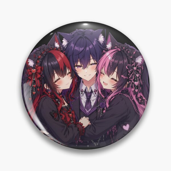 Item preview, Gothic Neko Trio – Dark Anime Cat Girls & Boy designed and sold by Revyra Design .
