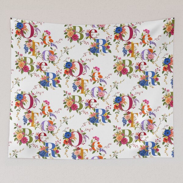Item preview, October in Bloom Floral Typography designed and sold by Fun In The Sun .