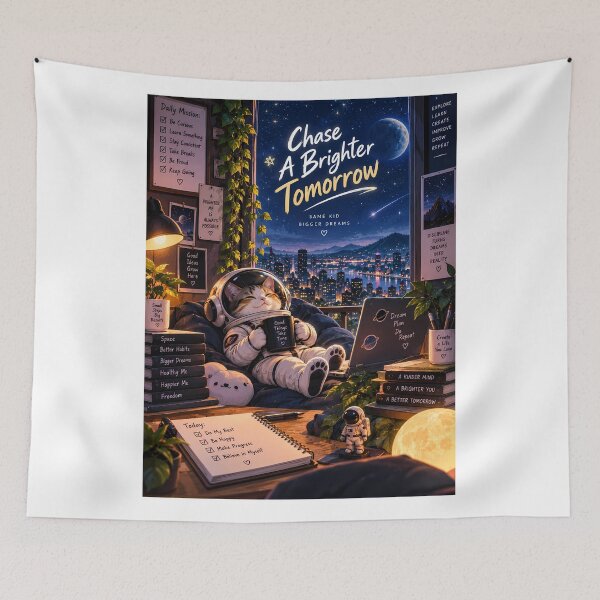 Item preview, Astronaut Cat Cozy Space Dreamer Illustration designed and sold by GenZStickerHub1.