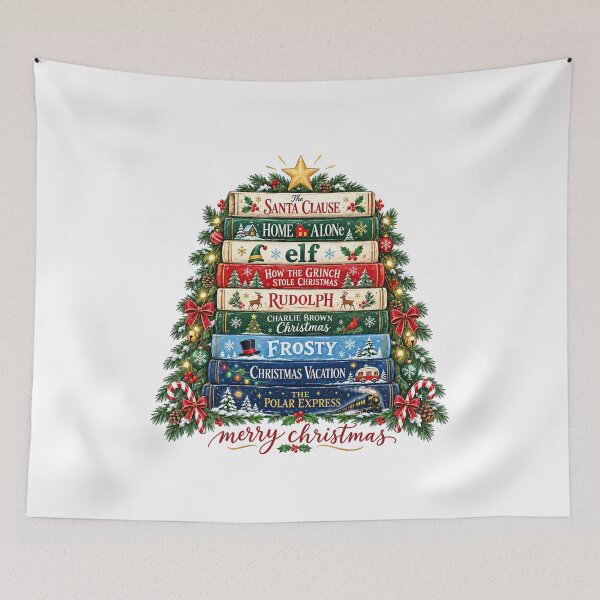 Item preview, Christmas Book Stack Tree Holiday Reading Merry Christmas designed and sold by CatiaStudioArt.