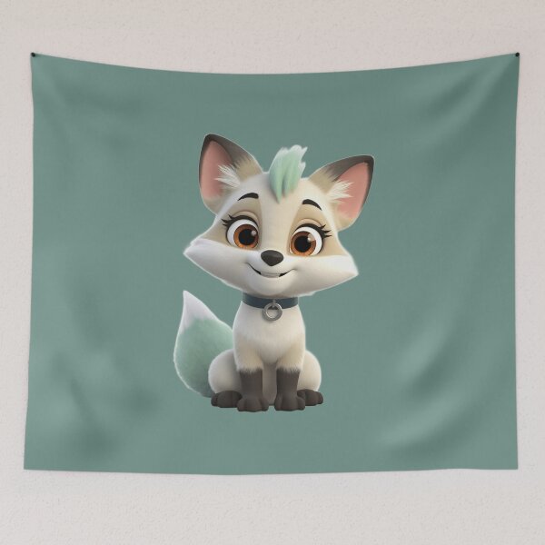 Item preview, Cute 3D Cartoon Fox with Teal Mohawk designed and sold by chicworld2026.
