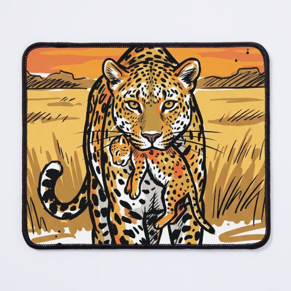 Item preview, Mother Leopard Carrying Cub Wildlife Art Print designed and sold by Merch by Das Design Studio.