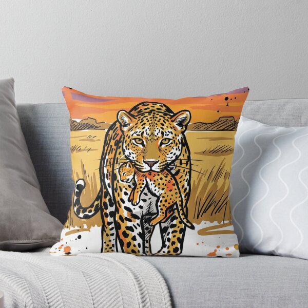 Item preview, Mother Leopard Carrying Cub Wildlife Art Print designed and sold by Merch by Das Design Studio.