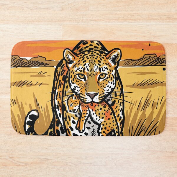 Item preview, Mother Leopard Carrying Cub Wildlife Art Print designed and sold by Merch by Das Design Studio.
