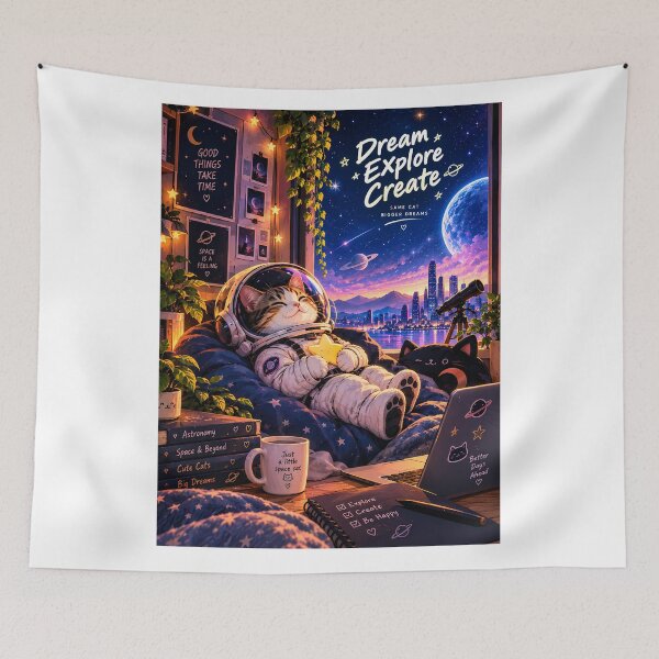 Item preview, Astronaut Cat Dream Explore Create Space Art designed and sold by GenZStickerHub1.