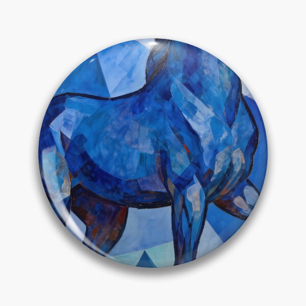 Item preview, Cubist Blue Horse with Geometric Mountains designed and sold by KAMOCHI Art.