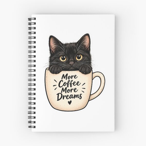 Item preview, Black Cat Coffee Sticker – More Coffee More Dreams | Cute Cozy Cat Sticker designed and sold by Animalibra1.