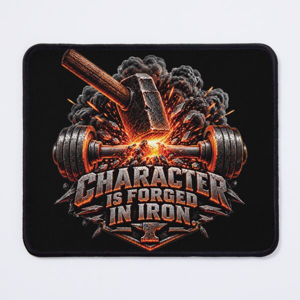 Item preview, Character Is Forged In Iron Gym Motivation designed and sold by CrazySzoopWorld.