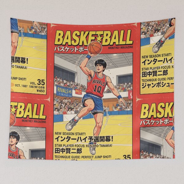 Item preview, 1987 Basketball Vintage Retro Anime Magazine Cover Art designed and sold by Kiranimeverse.