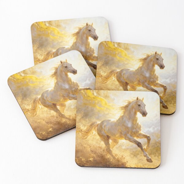 Item preview, Golden Light White Horse Running in Dust designed and sold by KAMOCHI Art.