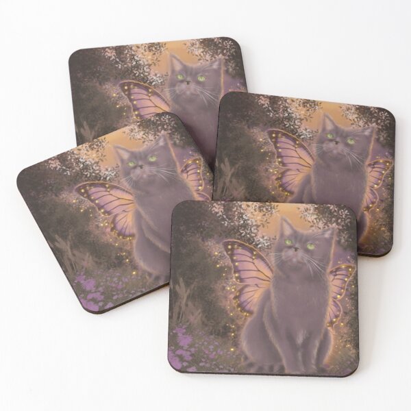 Item preview, Cinder Fairy Gothic Dark Cat Wings Fantasy Art designed and sold by Florafaunaflow.