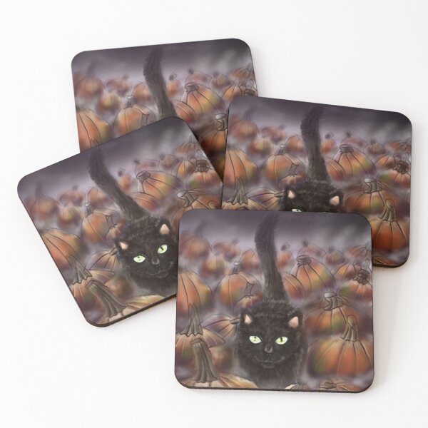 Item preview, Night Shift At The Pumpkin Patch Halloween Black Cat designed and sold by Florafaunaflow.
