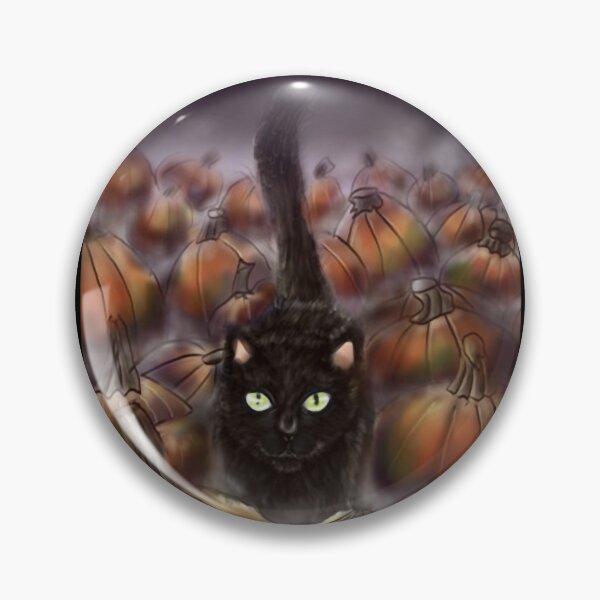 Item preview, Night Shift At The Pumpkin Patch Halloween Black Cat designed and sold by Florafaunaflow.