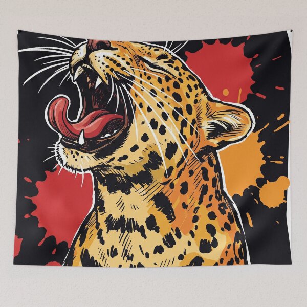 Item preview, Leopard Roaring Dramatic Wildlife Art Print designed and sold by Merch by Das Design Studio.