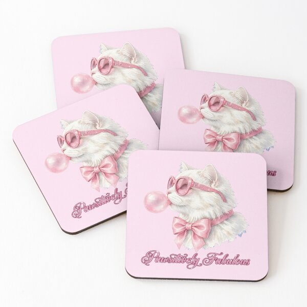 Item preview, Pawsitively Fabulous - Cute White Cat With Pink Sunglasses - Cat Lover designed and sold by Vibe-Vary.