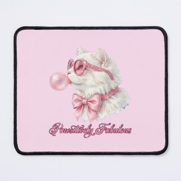 Item preview, Pawsitively Fabulous - Cute White Cat With Pink Sunglasses - Cat Lover designed and sold by Vibe-Vary.